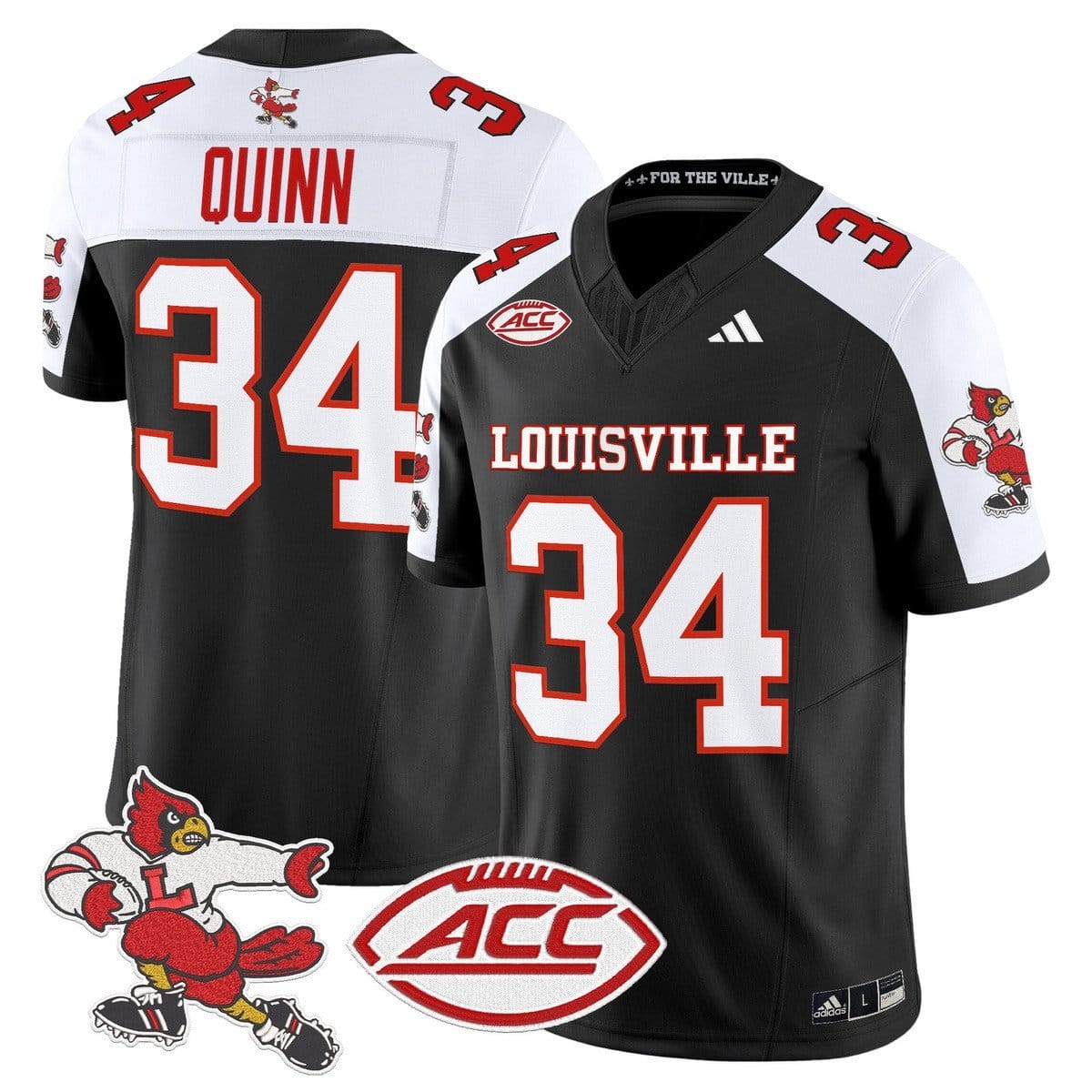 TJ Quinn Jersey #34 Louisville Cardinals 1980s Throwback Stitched - Image 3
