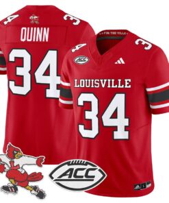 TJ Quinn Jersey 34 Louisville Cardinals 1980s Throwback Stitched Red