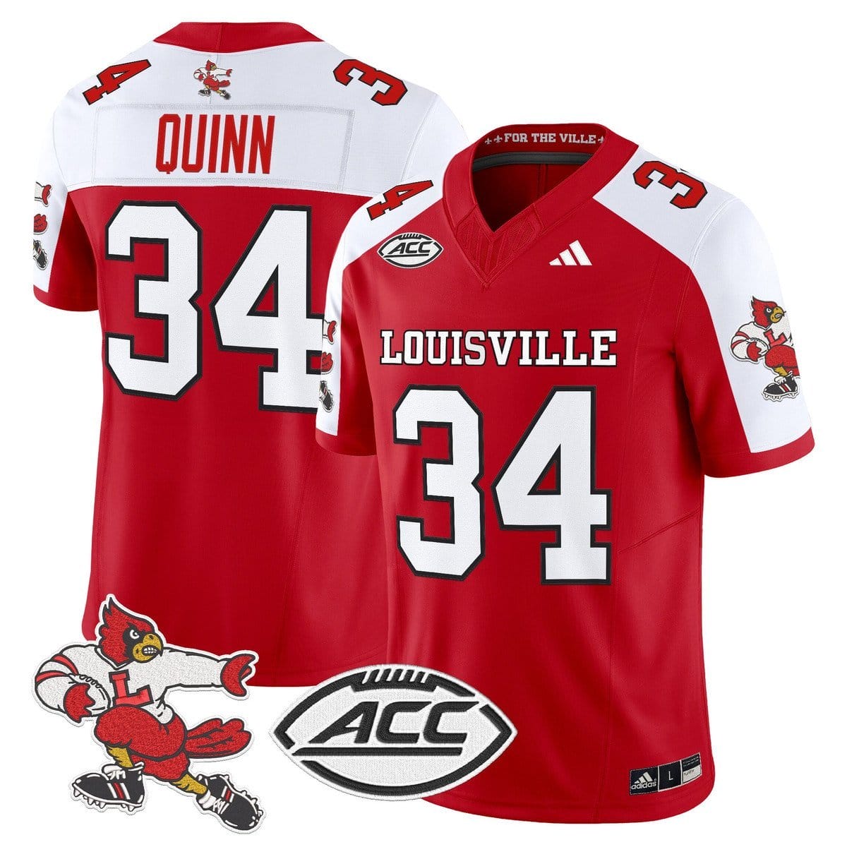 TJ Quinn Jersey #34 Louisville Cardinals 1980s Throwback Stitched - Image 4