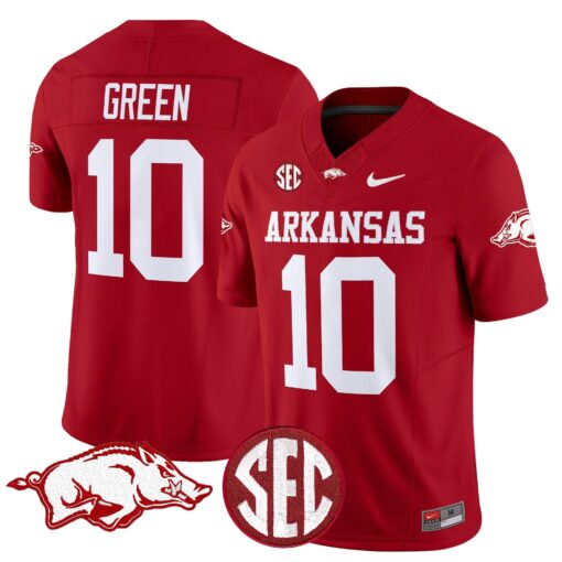 Taylen Green Jersey #10 Arkansas Razorbacks Limited Stitched - Image 5