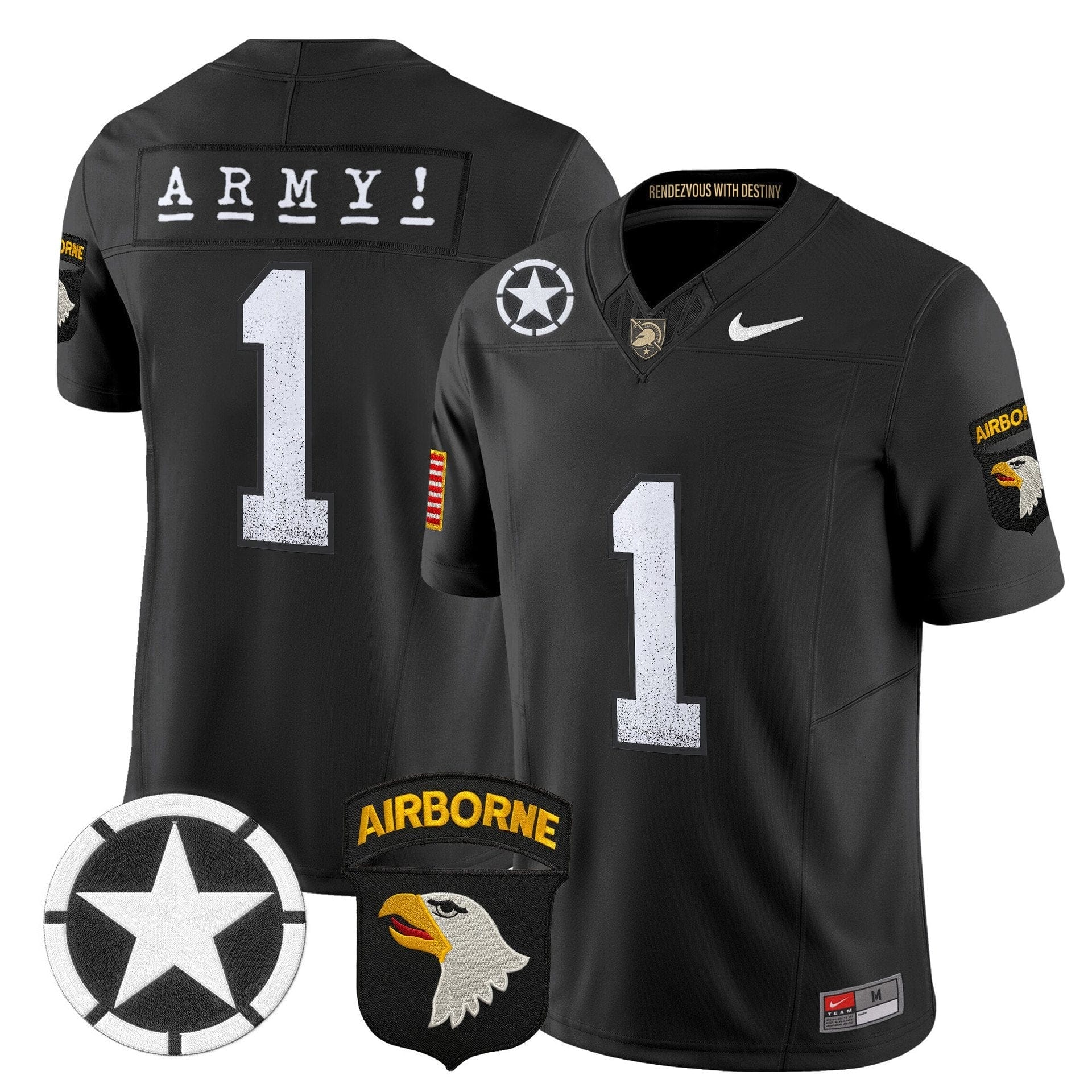 Team Jersey #1 Army Black Knights 2025 Screaming Eagles Stitched