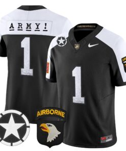 Team Jersey 1 Army Black Knights 2025 Screaming Eagles Stitched Black Alter