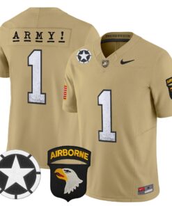 Team Jersey 1 Army Black Knights 2025 Screaming Eagles Stitched Tan