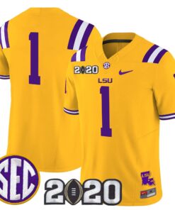 Team Jersey 1 LSU Tigers 2020 National Champions Limited Stitched Gold