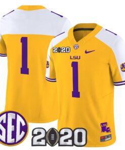 Team Jersey 1 LSU Tigers 2020 National Champions Limited Stitched Gold Alter