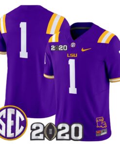 Team Jersey 1 LSU Tigers 2020 National Champions Limited Stitched Purple