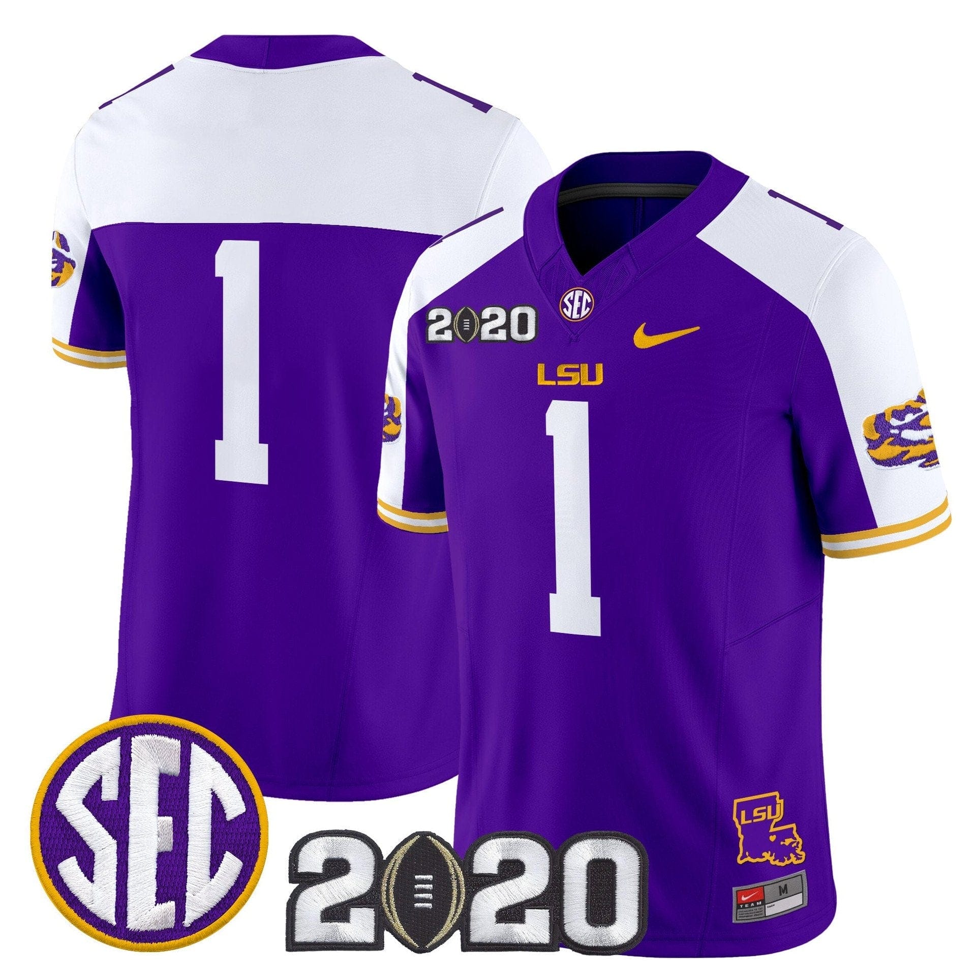 Team Jersey #1 LSU Tigers 2020 National Champions Limited Stitched - Image 4