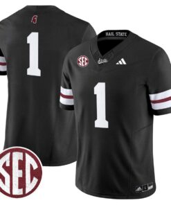 Team Jersey #1 Mississippi State Bulldogs Dark Mode Stitched