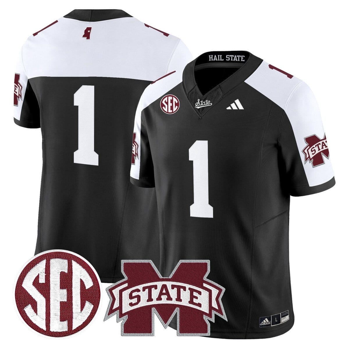 Team Jersey #1 Mississippi State Bulldogs Dark Mode Stitched - Image 3