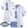 Team Jersey 1 North Carolina Tar Heels 2025 Vapor Limited Stitched White