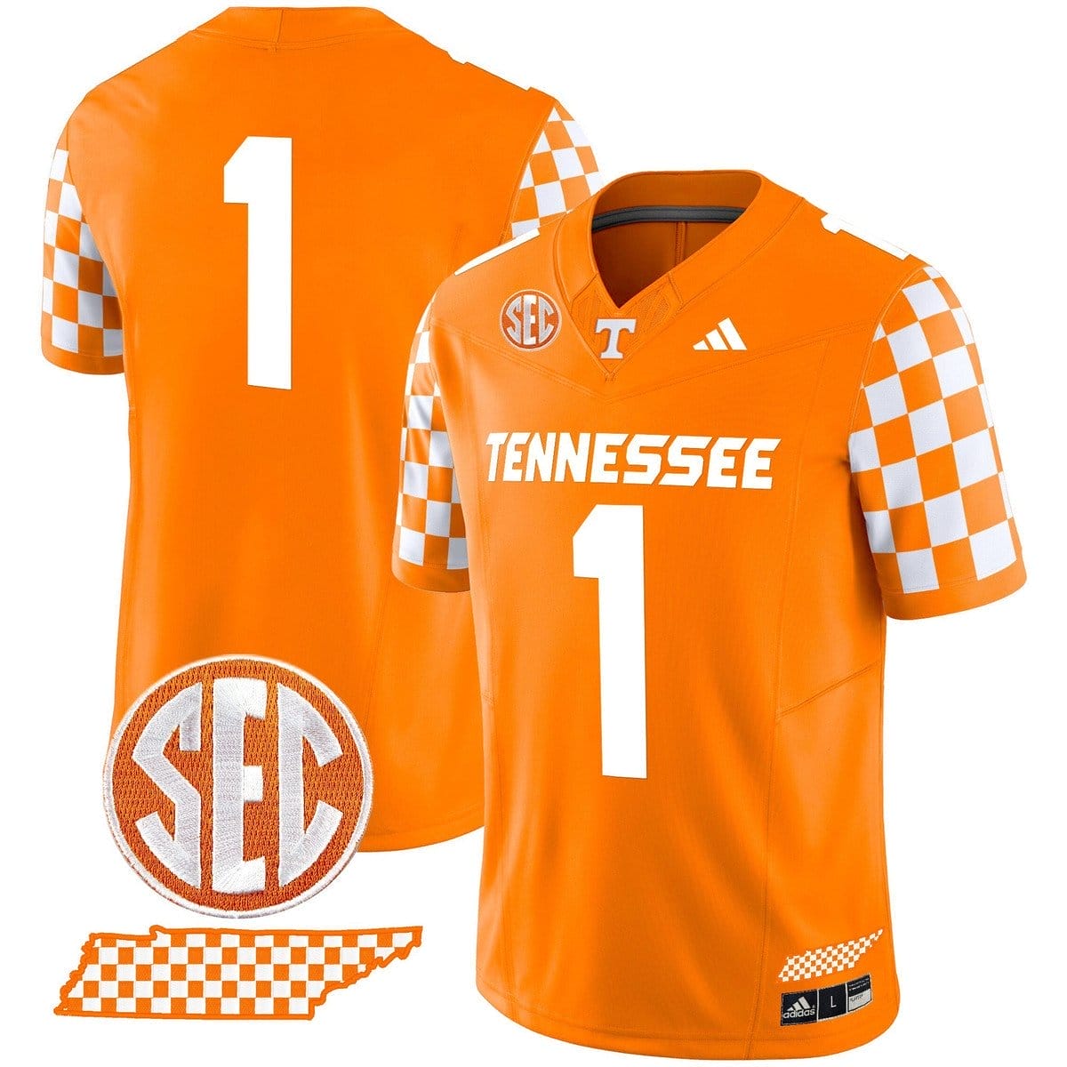 Team Jersey #1 Tennessee Vols Rebrand 2026 Checkerboard Stitched - Image 5