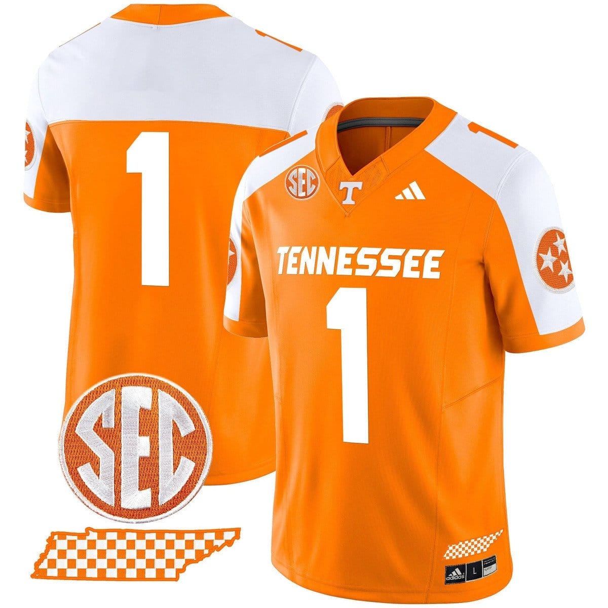 Team Jersey #1 Tennessee Vols Rebrand 2026 Checkerboard Stitched - Image 4