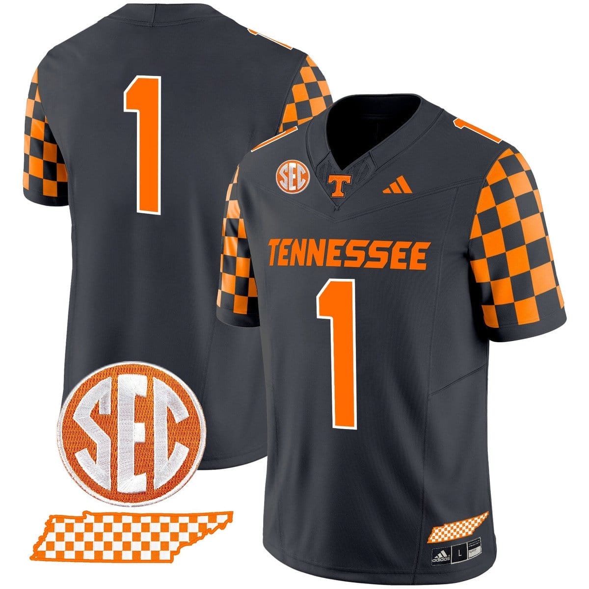 Team Jersey #1 Tennessee Vols Rebrand 2026 Checkerboard Stitched - Image 3