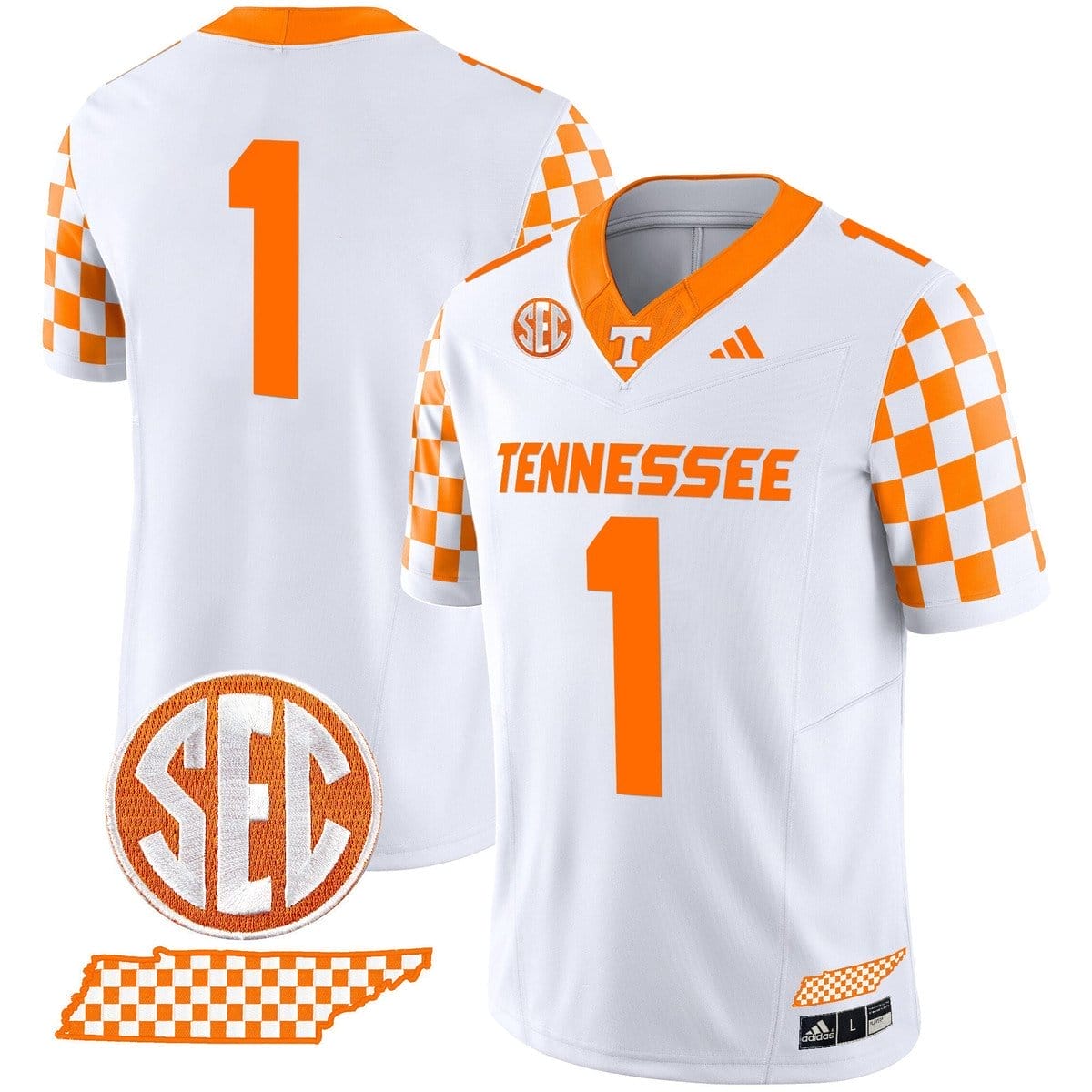 Team Jersey #1 Tennessee Vols Rebrand 2026 Checkerboard Stitched - Image 2