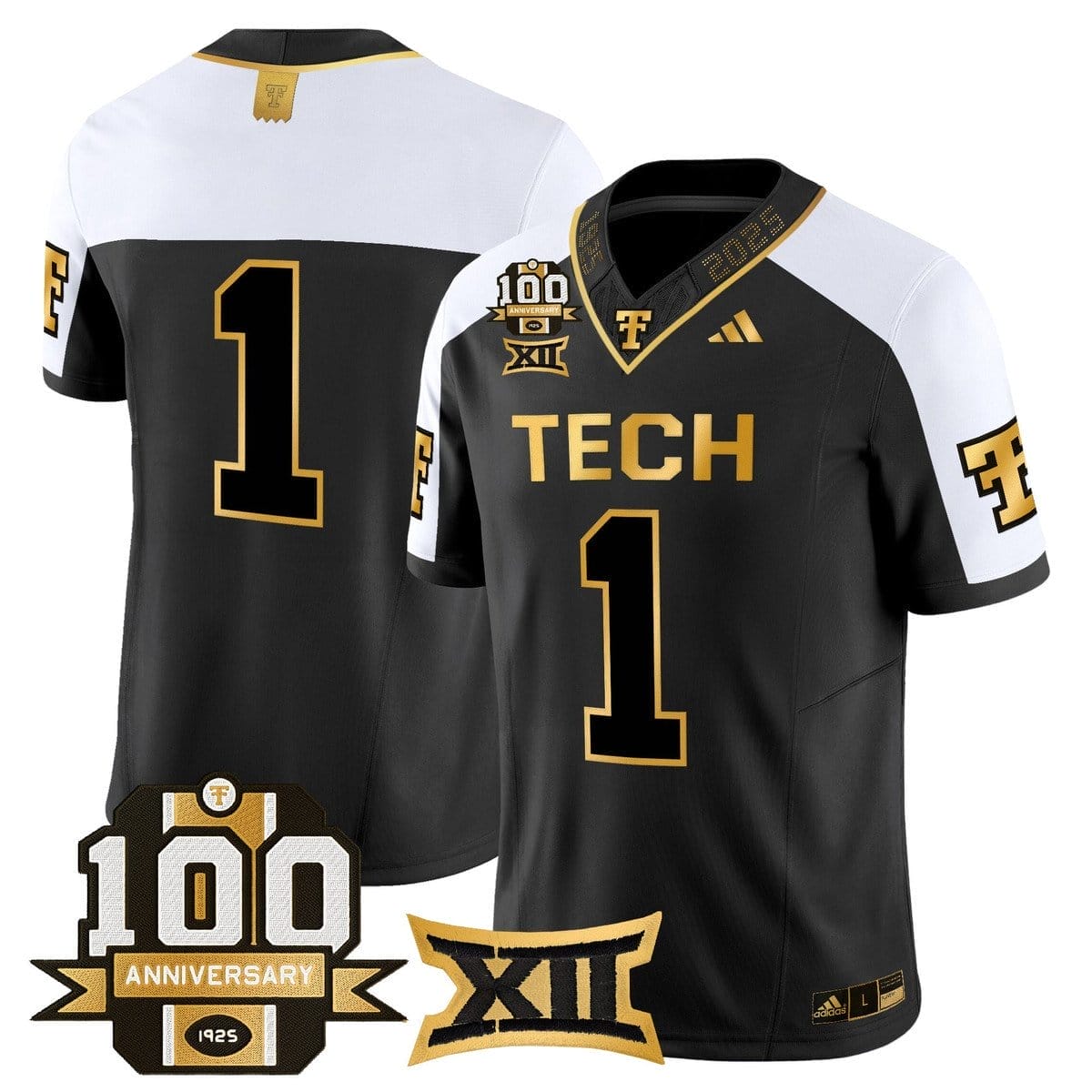 Team Jersey #1 Texas Tech 2025 100th Anniversary Patch Stitched Alternate