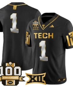 Team Jersey 1 Texas Tech 2025 100th Anniversary Patch Stitched Black Limited