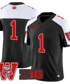 Team Jersey 1 Wisconsin Badgers Throwback Stitched Black Alter