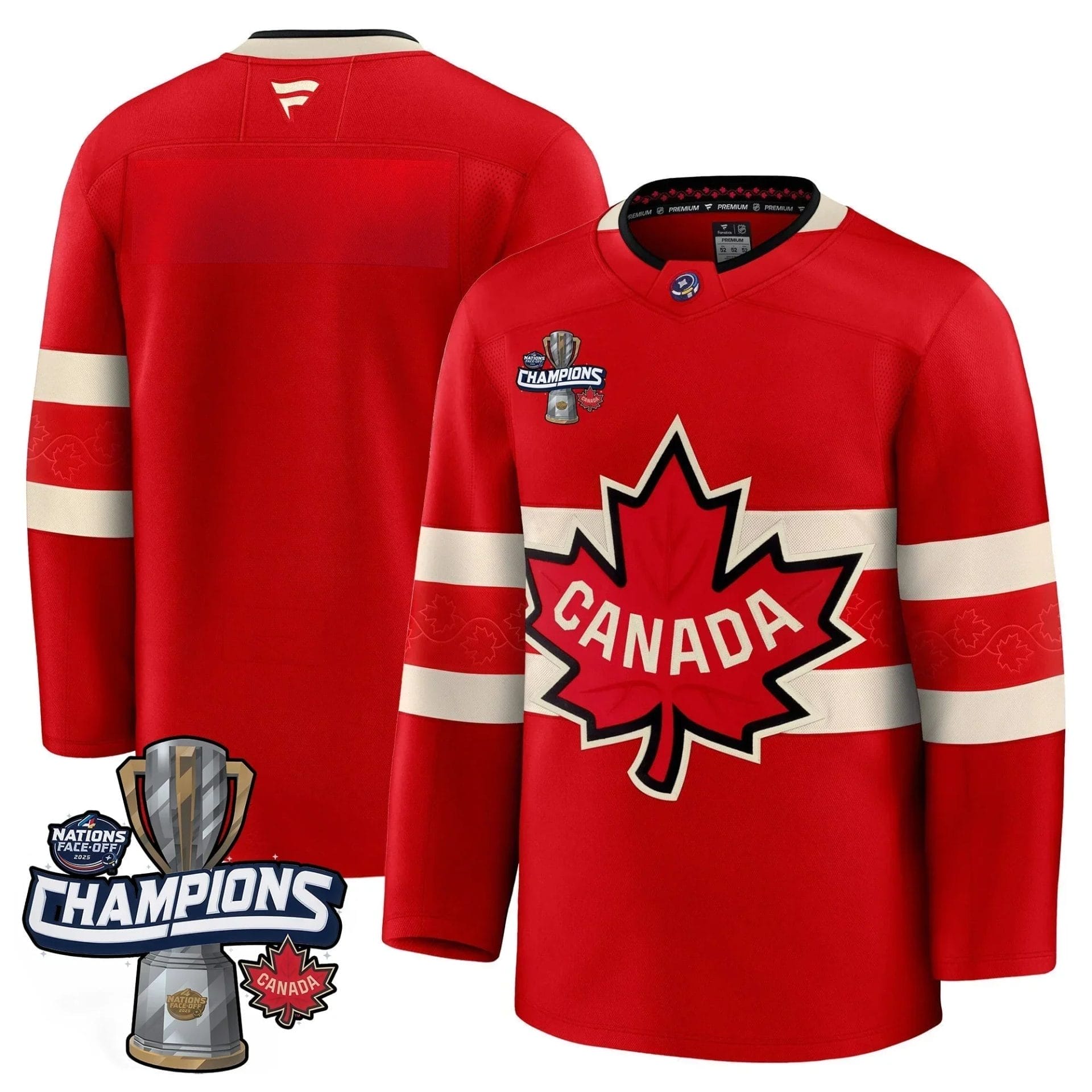 Men Canada 2025 4 Nations Face-Off Champions Jersey - All Stitched - Image 3