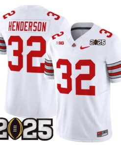 Treveyon Henderson Jersey 32 Ohio State Heritage Stripe 2025 CFP Final White