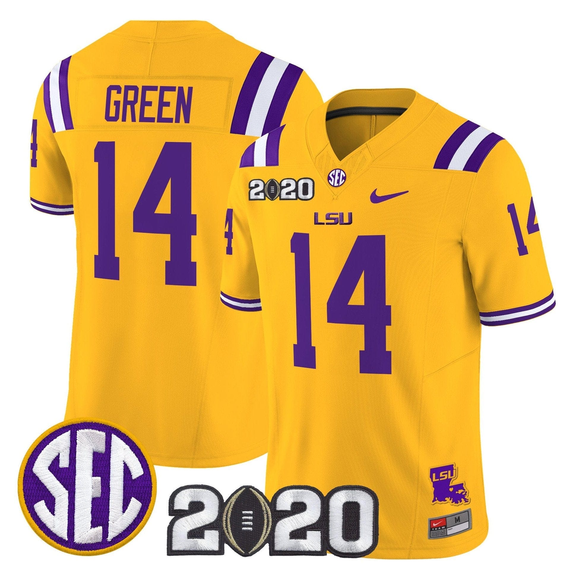 Trey'Dez Green Jersey #14 LSU Tigers 2020 National Champions Stitched - Image 3