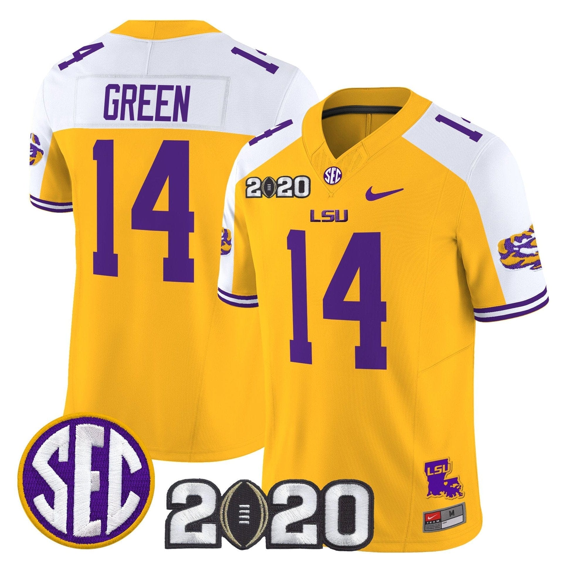 Trey'Dez Green Jersey #14 LSU Tigers 2020 National Champions Stitched - Image 2