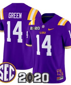 Trey Dez Green Jersey 14 LSU Tigers 2020 National Champions Stitched Purple