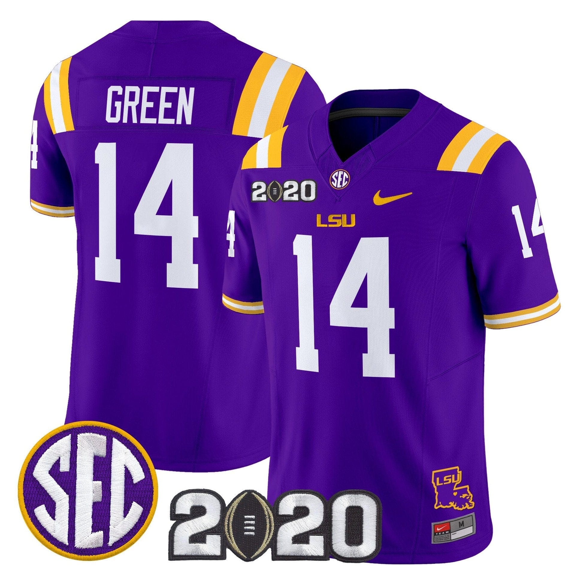 Trey'Dez Green Jersey #14 LSU Tigers 2020 National Champions Stitched - Image 5