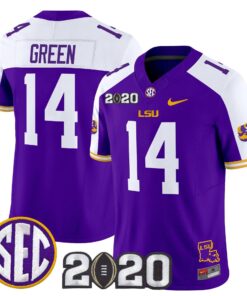 Trey Dez Green Jersey 14 LSU Tigers 2020 National Champions Stitched Purple Alter 14867e6d 35da 4a4c 981c 6eaddceccab5