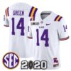 Trey Dez Green Jersey 14 LSU Tigers 2020 National Champions Stitched White