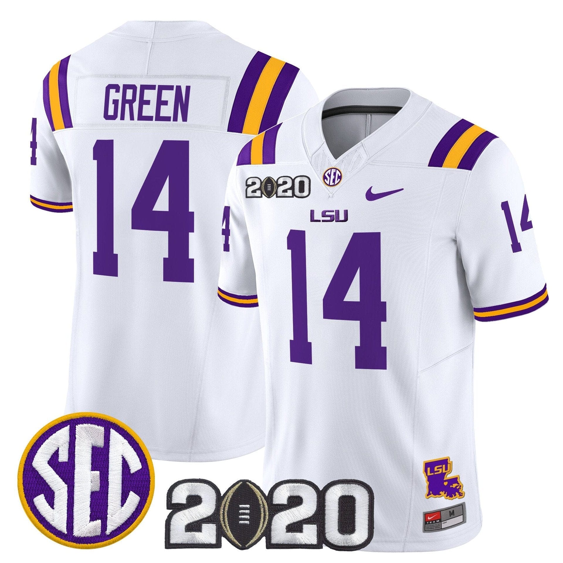 Trey'Dez Green Jersey #14 LSU Tigers 2020 National Champions Stitched