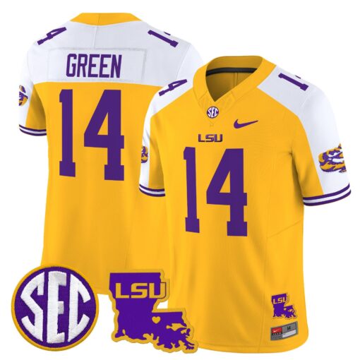 Trey'Dez Green Jersey #14 LSU Tigers 2025 Louisiana Patch Stitched - Image 3
