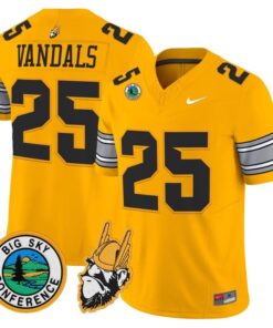 Vandals Jersey 25 Idaho Vandals 1975 Throwback Limited Stitched Gold