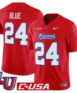 Vaughn Blue Jersey 24 Liberty Flames 2025 Vapor Limited Stitched Red