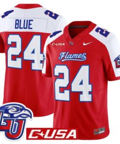Vaughn Blue Jersey 24 Liberty Flames 2025 Vapor Limited Stitched Red Alter