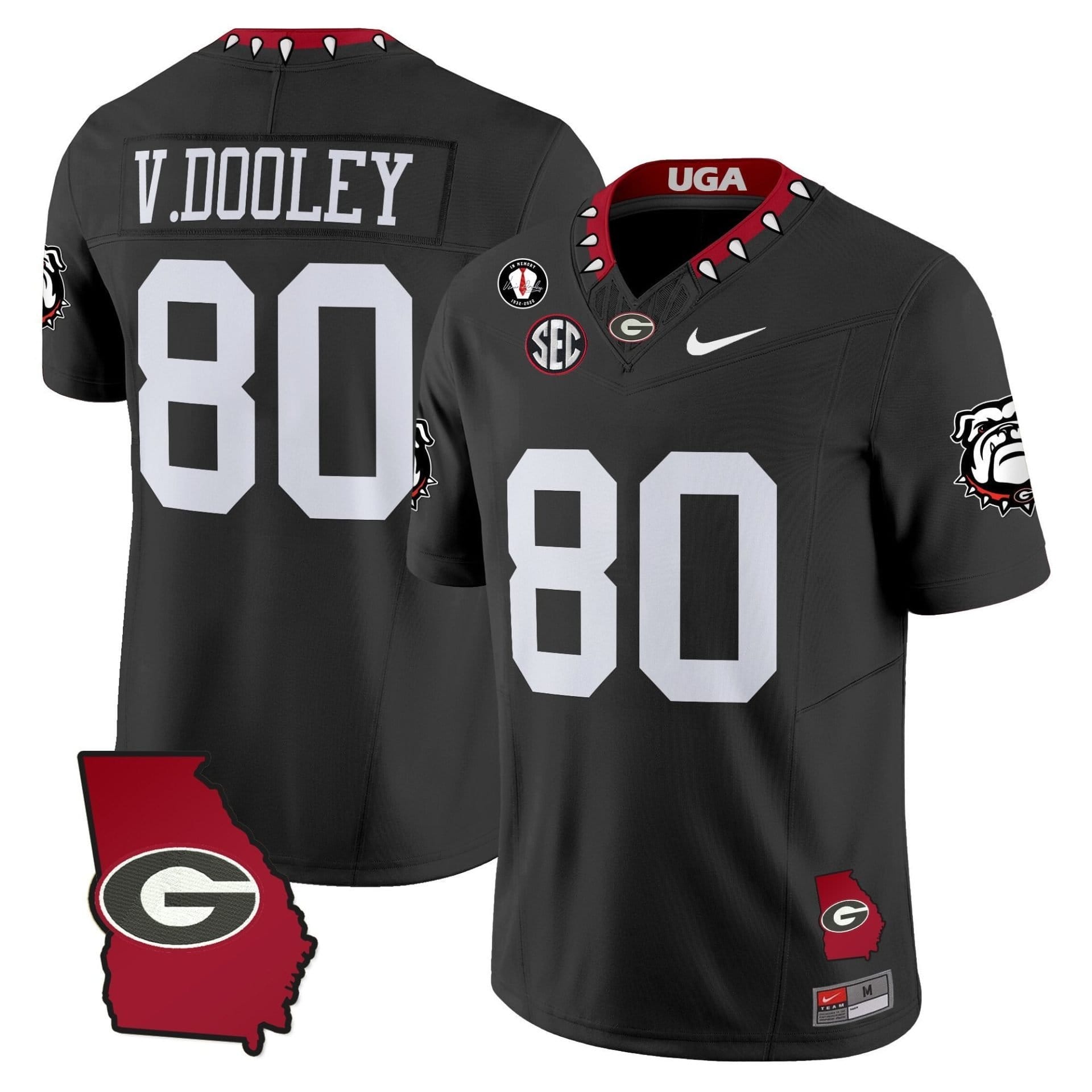 Vince Dooley Jersey #80 Georgia Bulldogs 2025 Georgia Map, Vince Dooley Stitched - Image 3