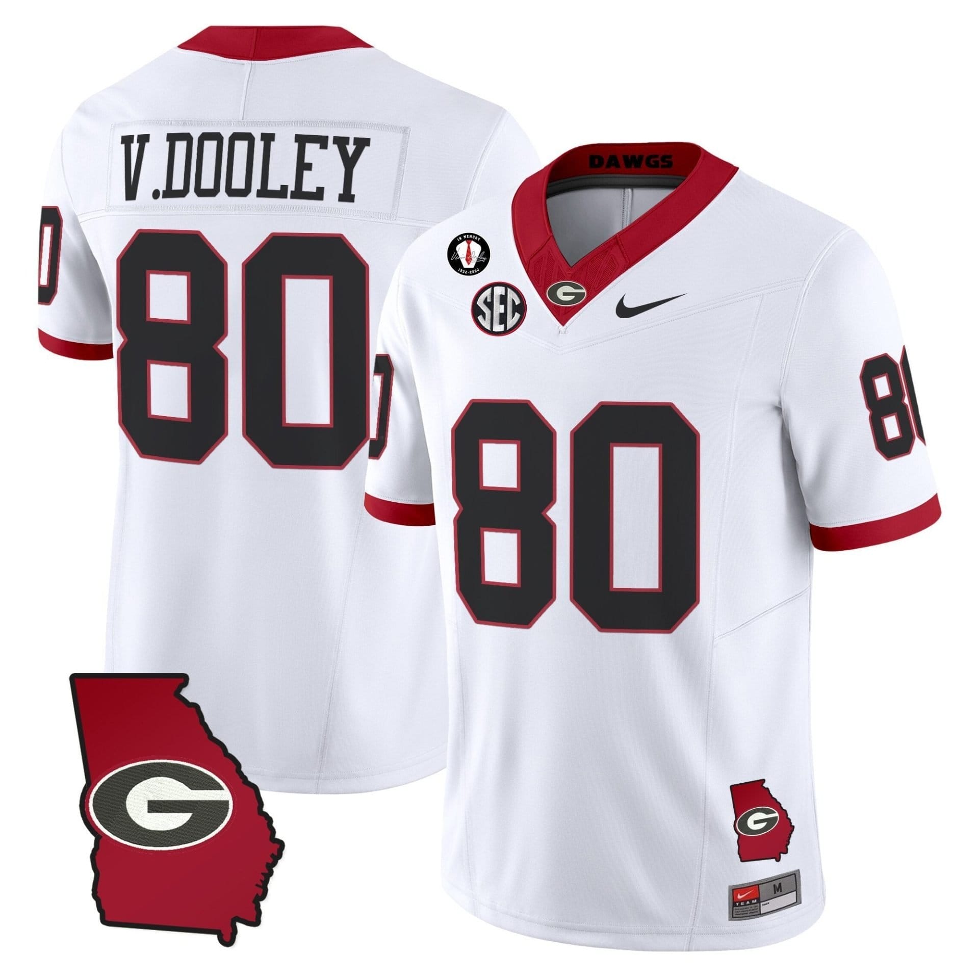 Vince Dooley Jersey #80 Georgia Bulldogs 2025 Georgia Map, Vince Dooley Stitched - Image 2