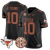 Vince Young Jersey 10 Texas Longhorns 2025 State Map SEC Patch Black