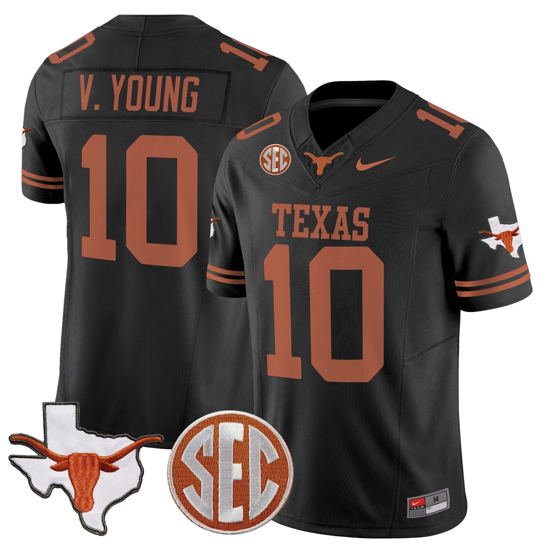 Vince Young Jersey #10 Texas Longhorns 2025 State Map SEC Patch