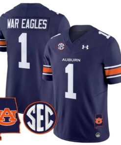War Eagles Jersey 1 Auburn Tigers 2025 Alabama Patch Stitched Navy