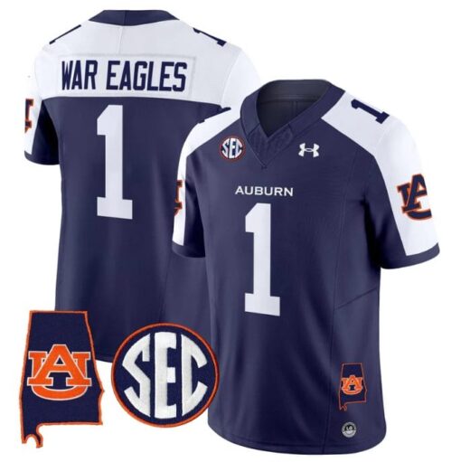 War Eagles Jersey #1 Auburn Tigers 2025 Alabama Patch Stitched