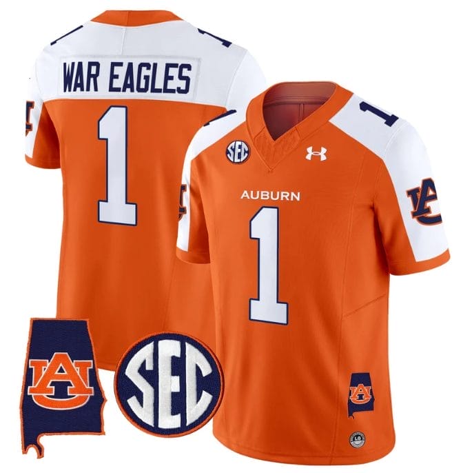 War Eagles Jersey #1 Auburn Tigers 2025 Alabama Patch Stitched - Image 3