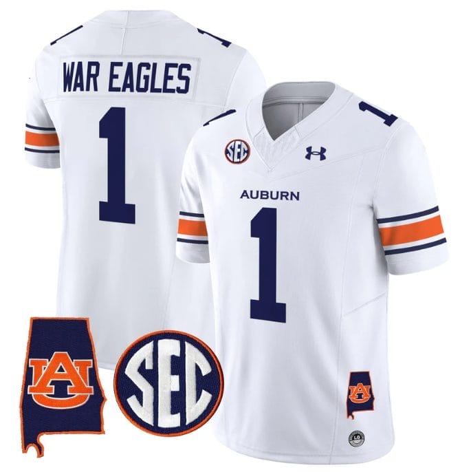 War Eagles Jersey #1 Auburn Tigers 2025 Alabama Patch Stitched - Image 2
