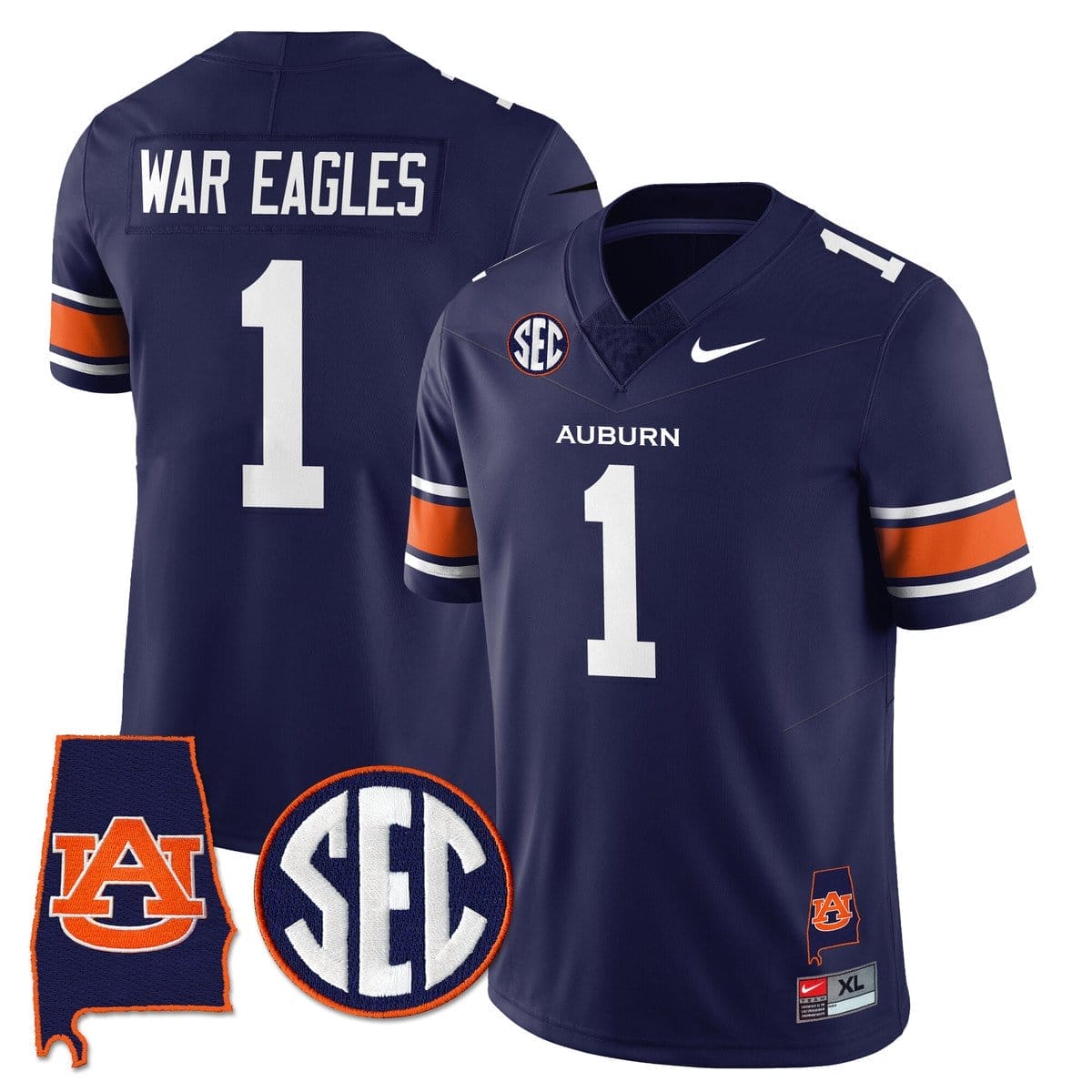 War Eagles Jersey #1 Auburn Tigers Alabama Patch Vapor Stitched - Image 3