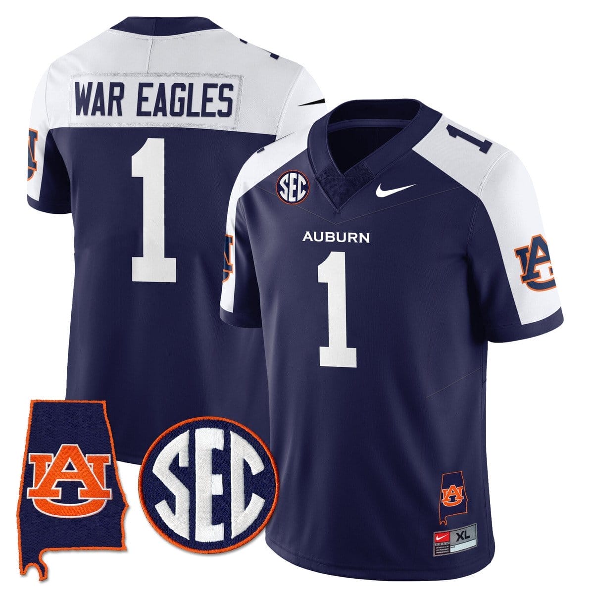 War Eagles Jersey #1 Auburn Tigers Alabama Patch Vapor Stitched