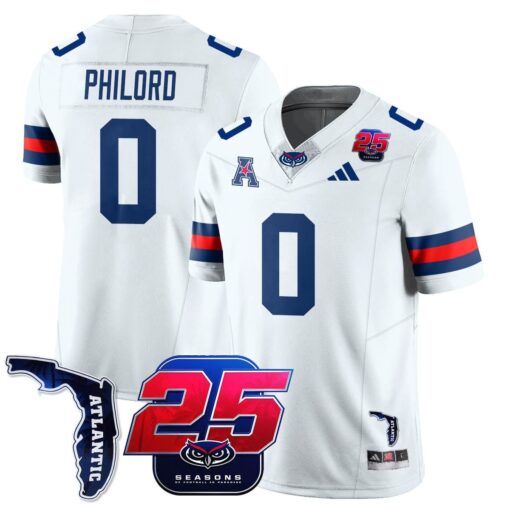 Wendol Philord Jersey #0 Florida Atlantic Football 25th Season Stitched
