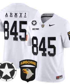 West Point Jersey 845 Army Black Knights 2025 Screaming Eagles Stitched White