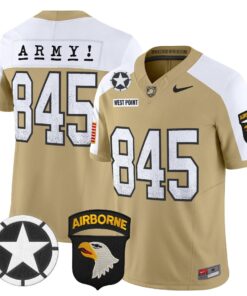 West Point Jersey 845 Army Black Knights 2025 Screaming Eagles Tan White