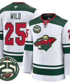 Wild Jersey #25 Minnesota Wild 25th Anniversary Patch Stitched