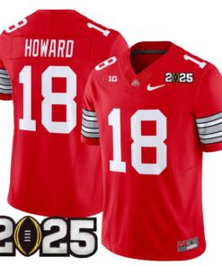 Will Howard Jersey 18 Ohio State Heritage Stripe 2025 CFP Final Stitched Red