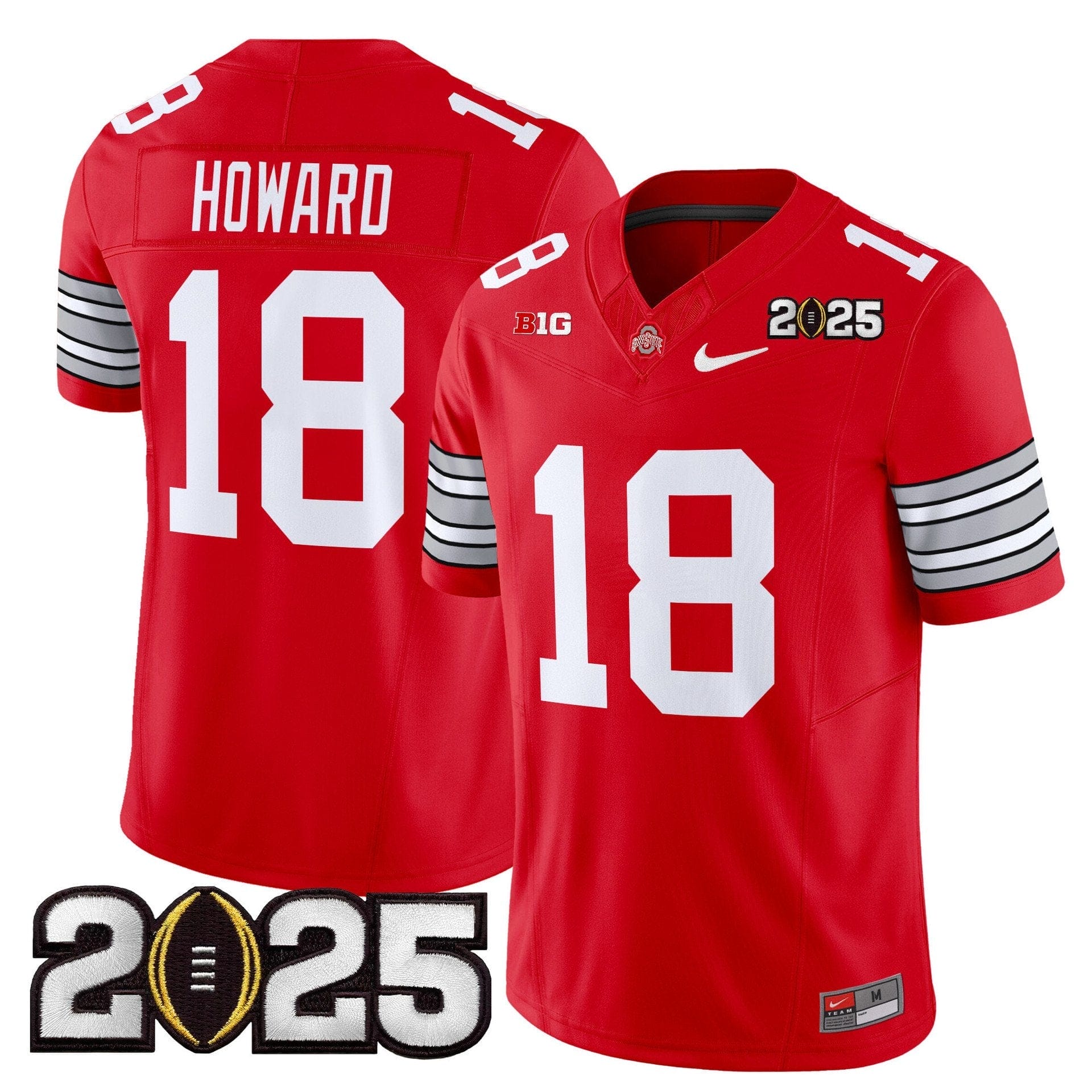 Will Howard Jersey #18 Ohio State Heritage Stripe 2025 CFP Final Stitched - Image 4